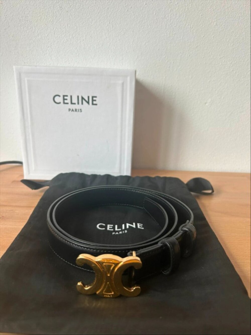 Celine Triomphe Leather Belt - Black - 2.5CM Wide - Size 90 - Picture 4 of 5